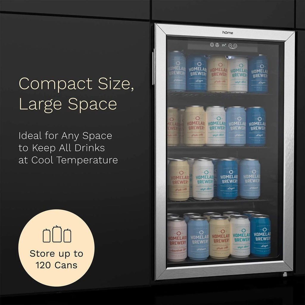 120 Can Mini Fridge with Glass Door and Adjustable Removable Shelves B35150