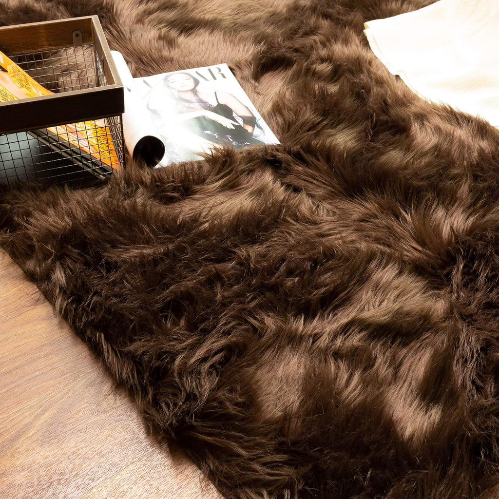Dark Brown 5 x 7 Feet Faux Sheepskin Rug H6184