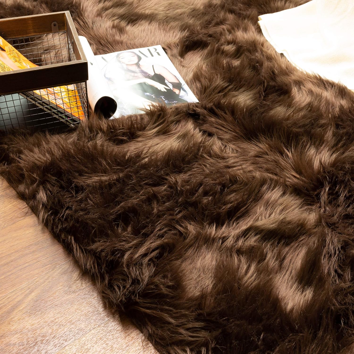 Dark Brown 5 x 7 Feet Faux Sheepskin Rug H6184