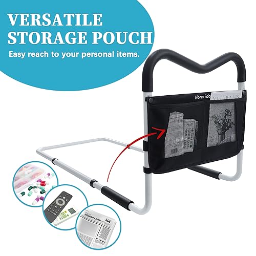 White Adjustable Bed Rail with Storage Pocket F95626