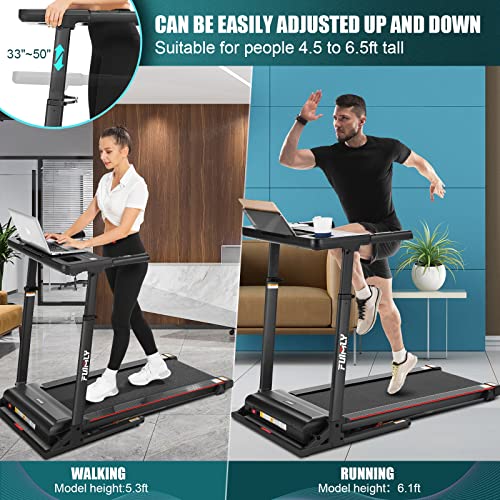Folding Treadmill with Desk & Adjustable Height, 300 lb Capacity S252232