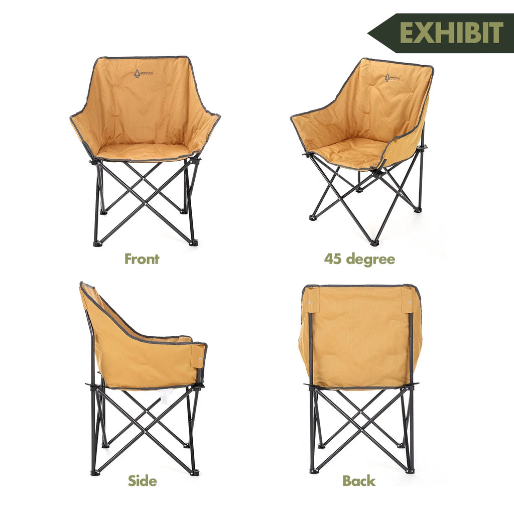 Tan Portable Folding Steel Frame Camping Chair with Carrying Bag T37425