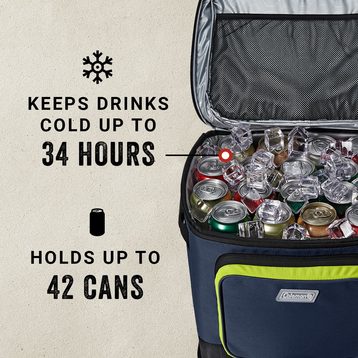 42 Cans Soft Sided Cooler with Wheels Blue Y7755