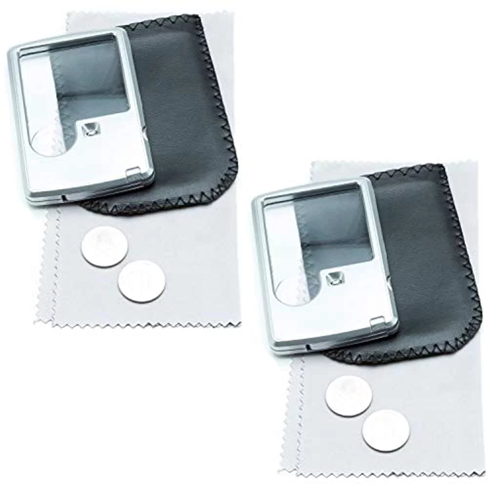 Pocket Magnifier with Light Bundle - 2 Pocket Magnifying Glasses, 3X Lighted Magnifying Glass, 6X Magnifying Lens Loupe K344833