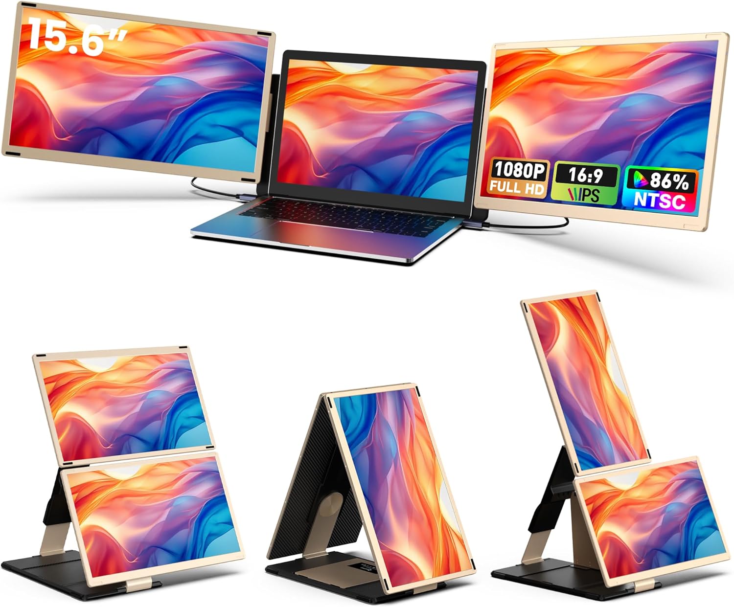 15.6’’ Portable Triple Monitor with 86% NTSC IPS FHD 1080P Display V2650
