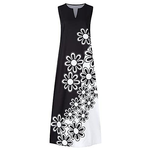 Sleeveless V Neck Loose Maxi Dress with Pocket T673