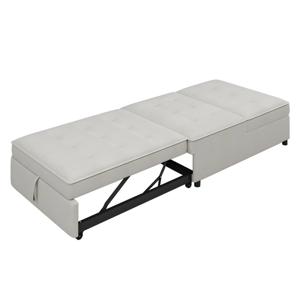 White 4-in-1 Folding Ottoman Bed with Storage Pocket and USB Port X75383