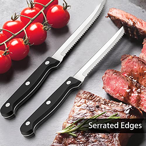 48-Piece Black Stainless Steel Silverware Set with Steak Knives K317627