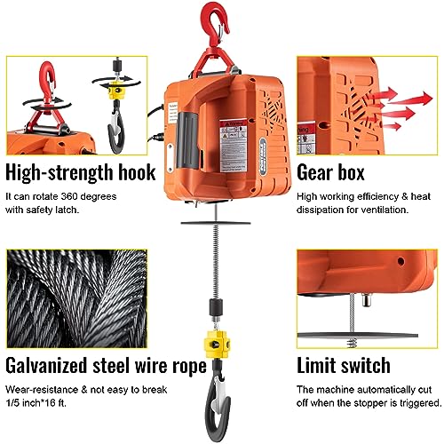 880LBS 110V Electric Hoist Winch with Remote Control X657298