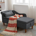 Black Velvet Chaise Lounge with Storage and Pillow X15231