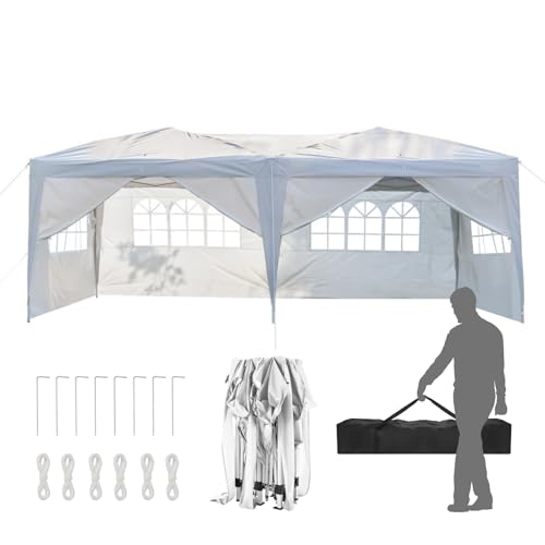 10x20ft Pop Up Canopy Tent with 6 SideWalls (Black) M35657