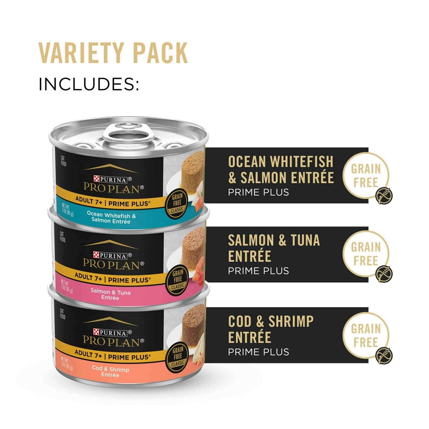 Grain-Free Senior Pate Seafood Favorites Wet Cat Food Variety Pack S29166
