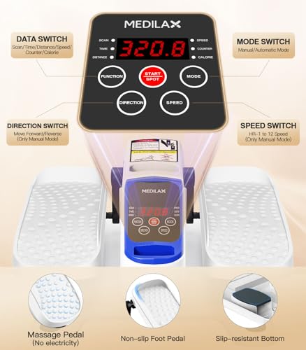 Under Desk Elliptical Machine, Electric Leg Exerciser with Remoter, 12 Manual Adjustable Speed and 3 Automatic Speed, Portable Seated Pedal Exerciser J9455