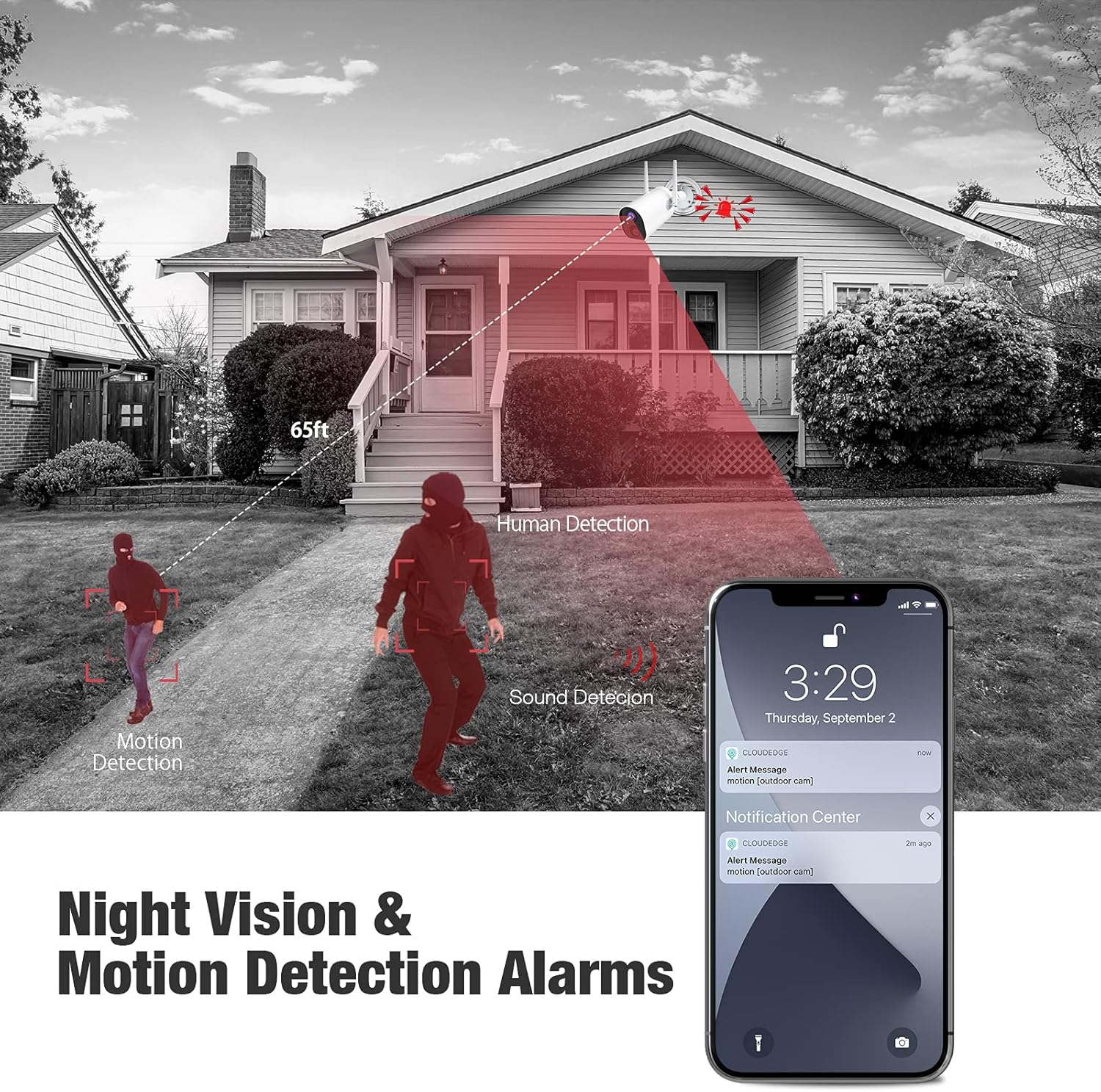 1080P Battery Powered Outdoor Security Camera with Night Vision B38176