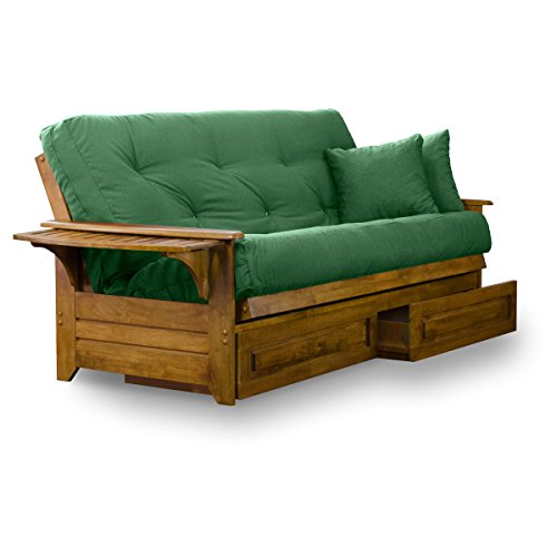 Queen Futon Frame with Drawers and Burgundy Mattress Set R877
