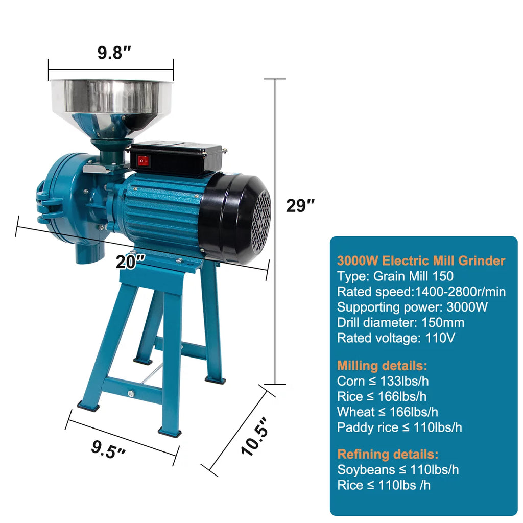 3000W Wet Dry Commercial Electric Grain Grinder Mill M27759
