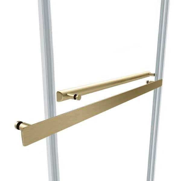 Brushed Gold Double Sliding Semi-Frameless Shower Door with Clear Glass L6431