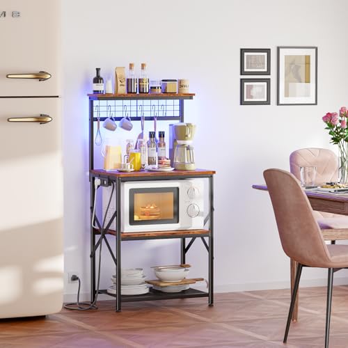 Rustic Brown Bakers Rack with 4 Tier Shelves J52148