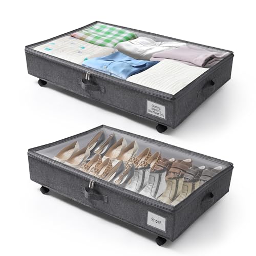 Under Bed Storage with Wheels, 2 Pack, Large Capacity F680047