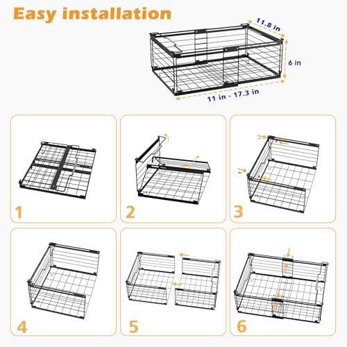 2 Pack Expandable Metal Freezer Organizer Bins with Handle E98535