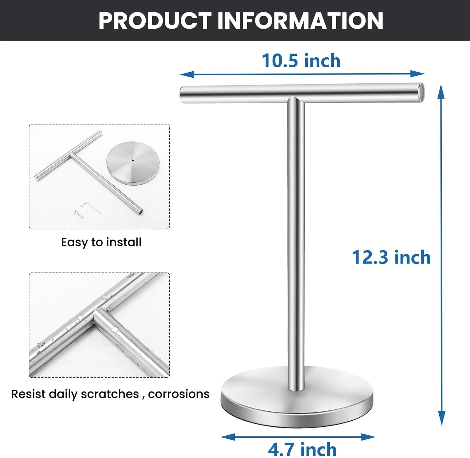 Matte Black Stainless Steel Hand Towel Holder Stand L62314