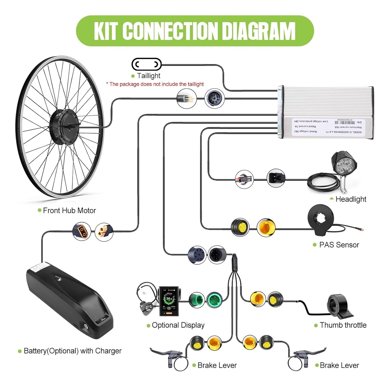 48V 500W Front Hub Motor Electric Bike Conversion Kit with LCD Display N853