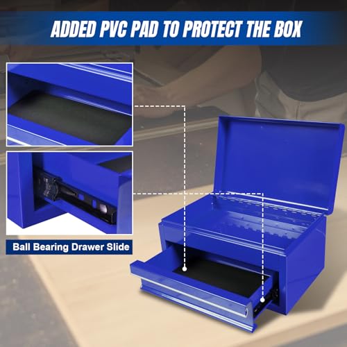 Black 10" Mini Portable Steel Tool Box with Drawer B4709