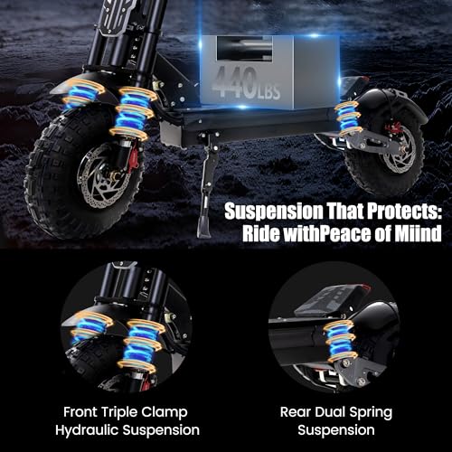 Electric Scooter 7000W Brushless Motor 60V 33Ah Li-Ion Battery 13" All Terrain Tires Full Suspension Adjustable Handlebar Height with Seat I875