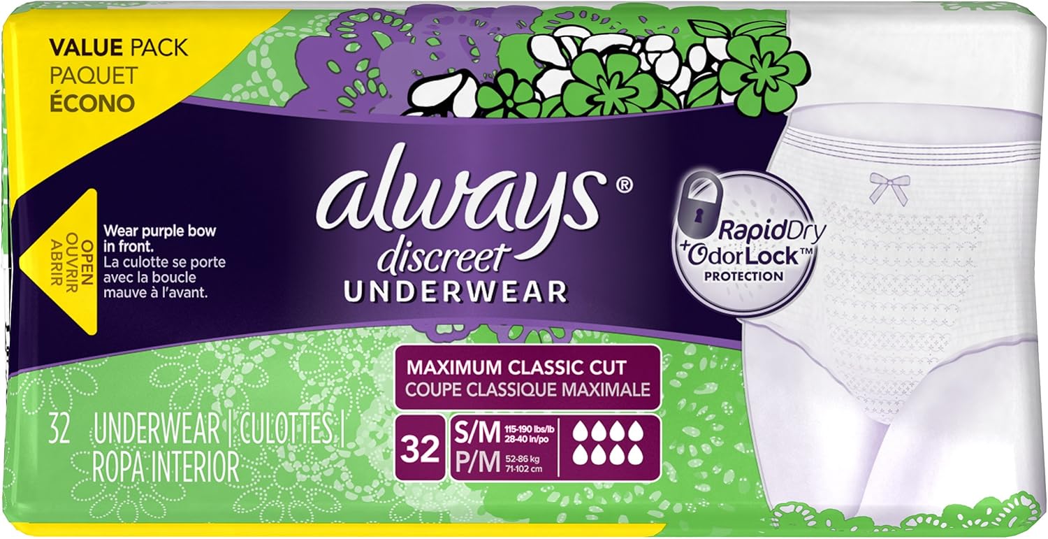 Maximum Absorbency Incontinence Underwear, Small/Medium, 32 Count U161040