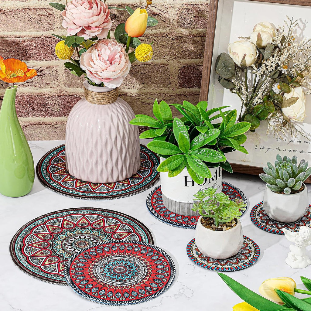 6 Pcs Absorbent Non Slip Round Plant Pot Mat U6427