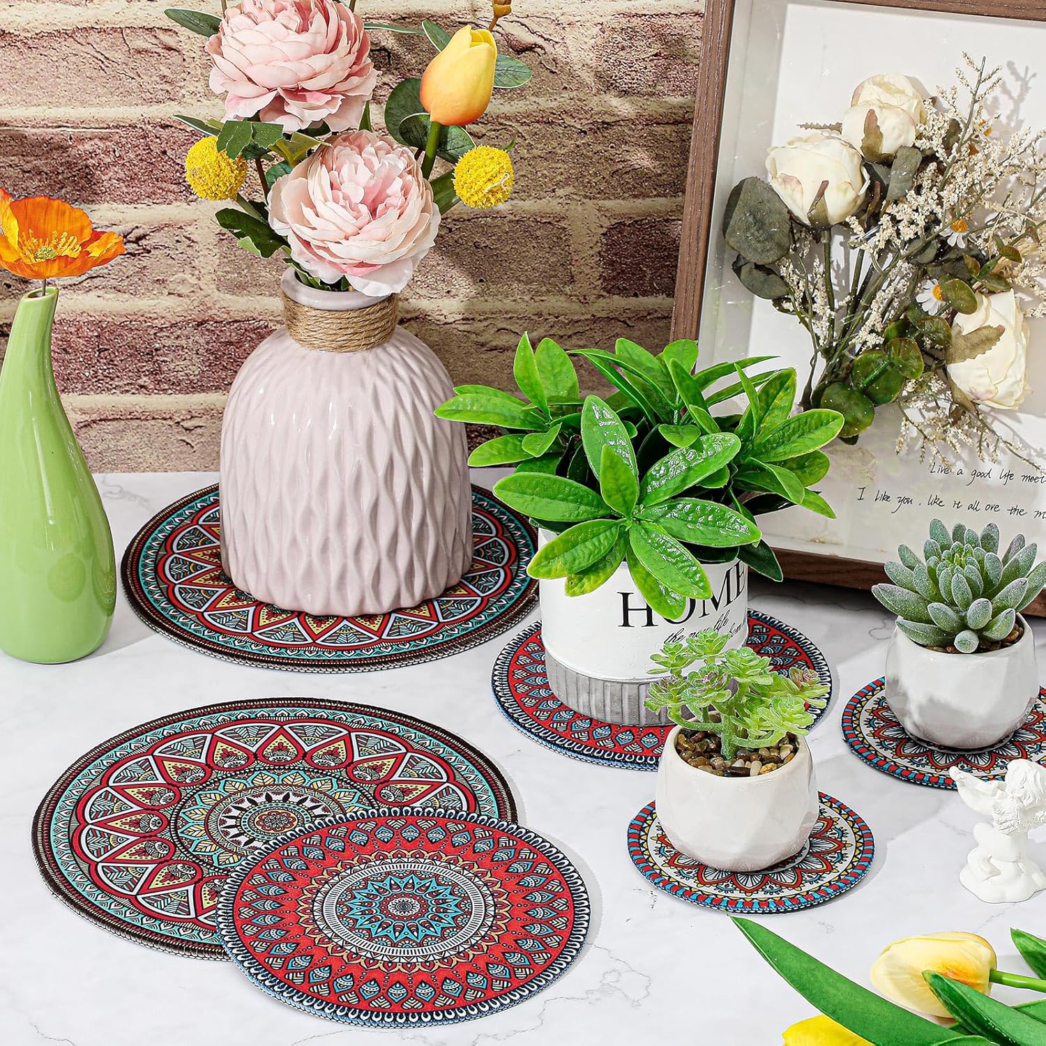 6 Pcs Absorbent Non Slip Round Plant Pot Mat U6427