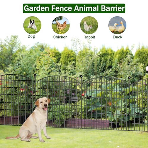 10 Panels No Dig Decorative Garden Fence 40 in x 23.6 ft Rustproof Metal Fencing I6727