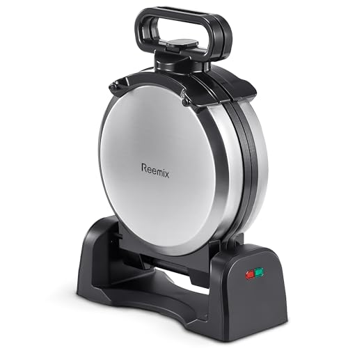 Double Belgian Waffle Maker 180°Flip Nonstick Stainless Steel Y855259