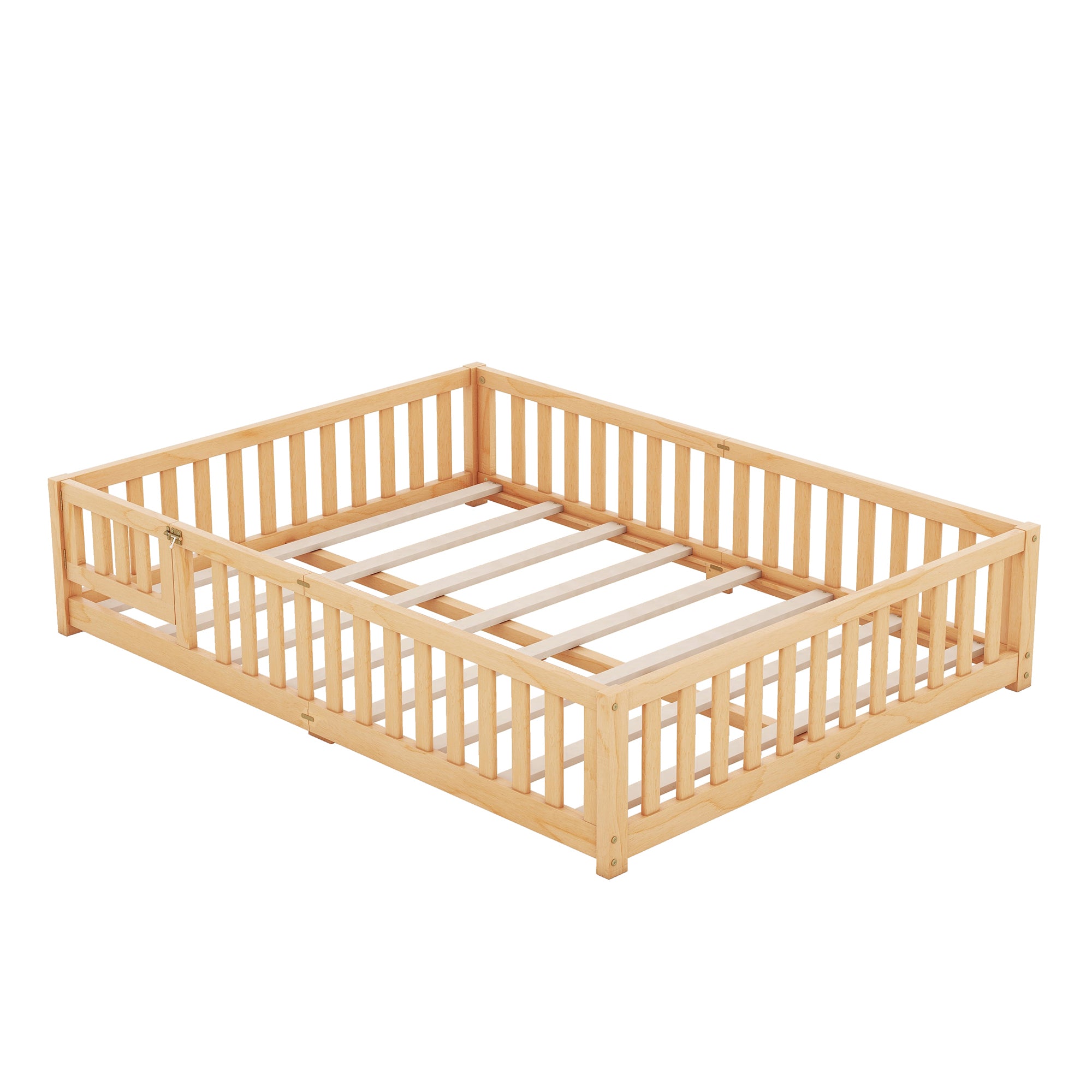 Queen Size Bed Floor Bed with Safety Guardrails G352115