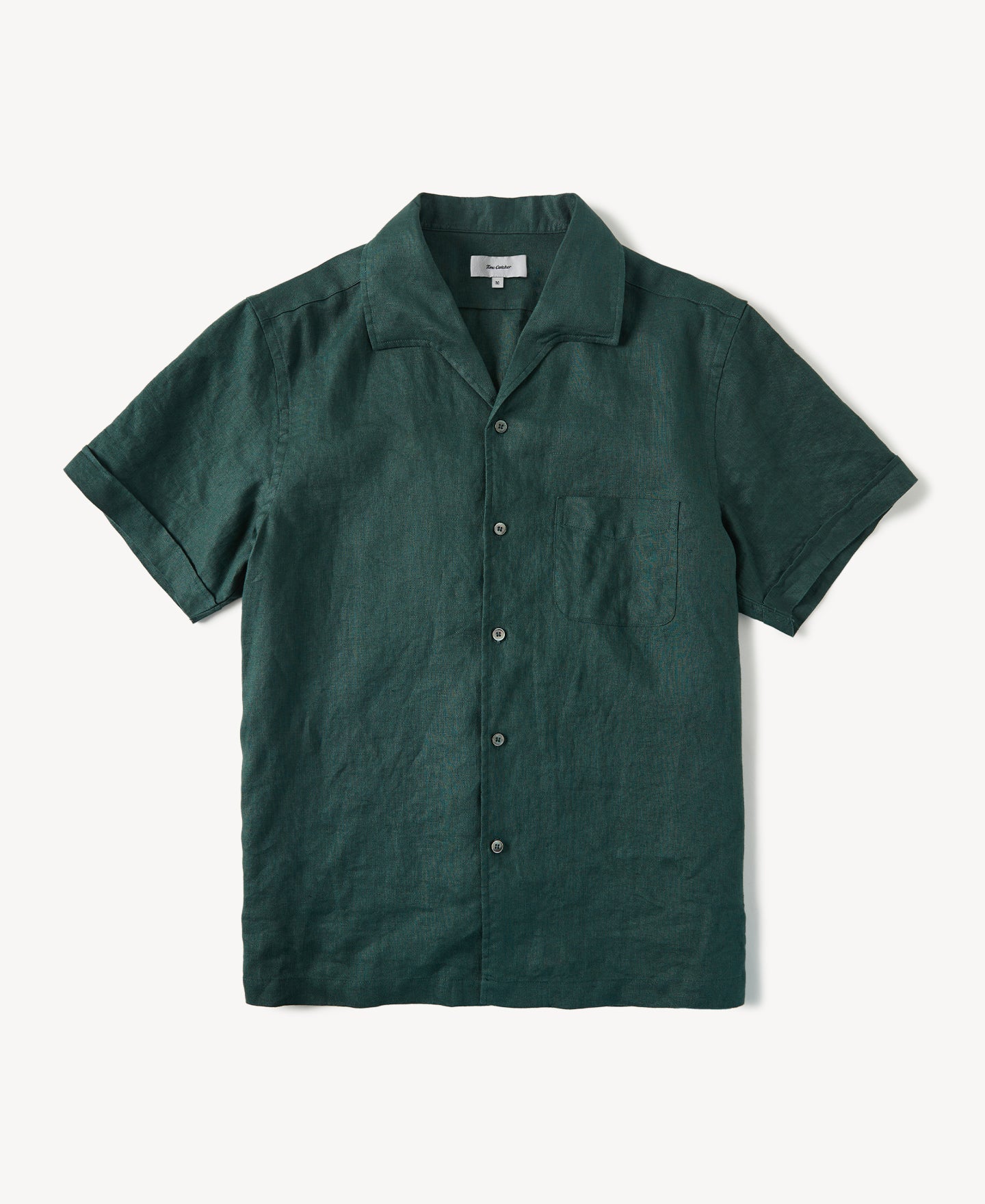 1950s Italian Collar Linen Short Sleeve Shirt