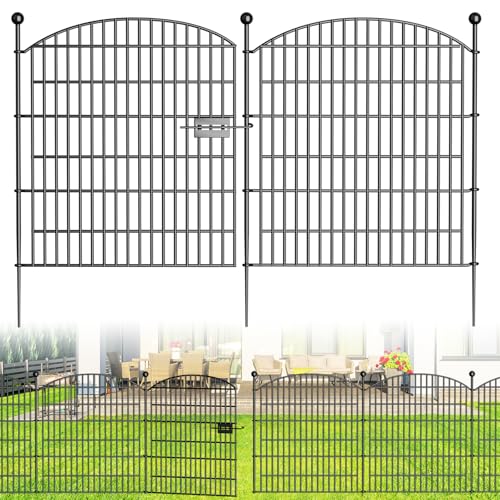 10 Panels No Dig Decorative Garden Fence 40 in x 23.6 ft Rustproof Metal Fencing I6727