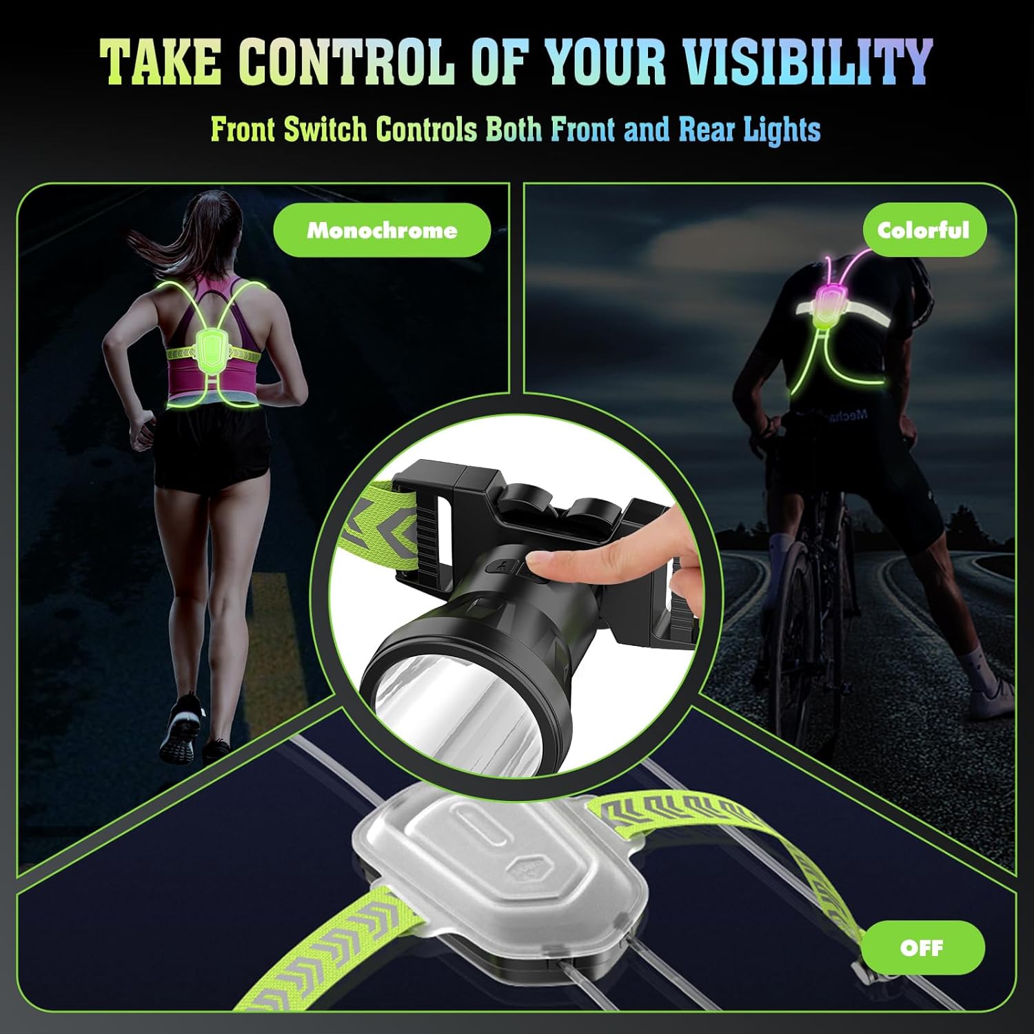 7 Lights Colors Rechargeable LED Reflective Vest G633