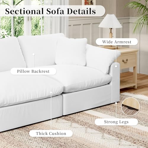 White Linen Oversized Modular Sectional Sofa N65068