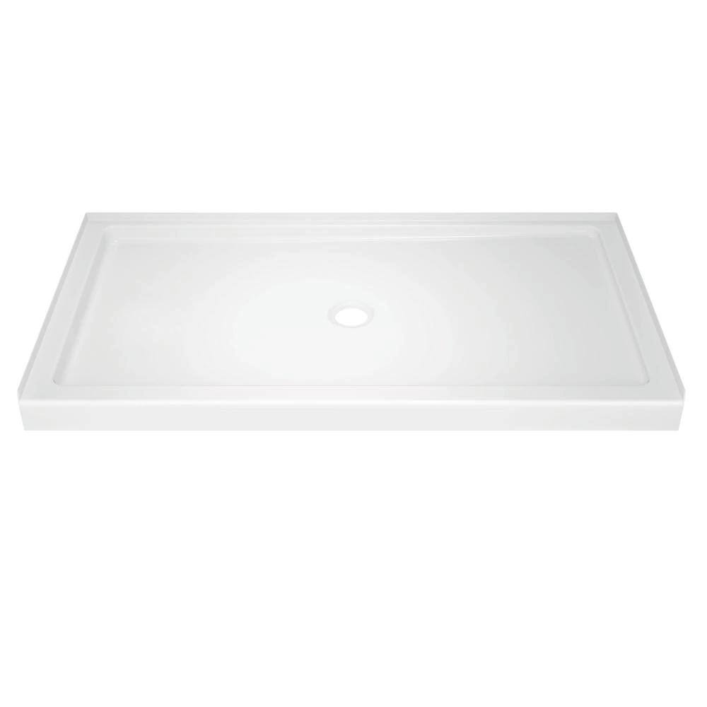 32 in. x 60 in. Single Threshold Center Drain Alcove Shower Base in High Gloss White K65118