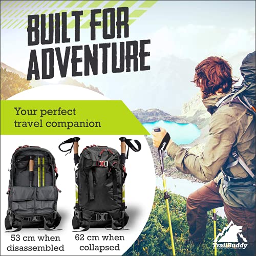 Pair of 2 Lightweight Collapsible Aluminum Trekking Poles with Cork Grip R965192