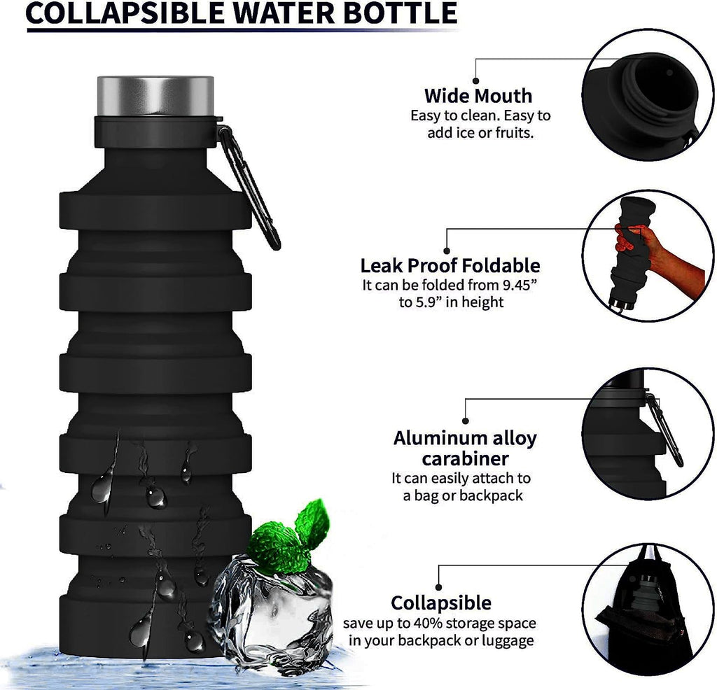 2 Pack Collapsible Silicone Water Bottle Q678