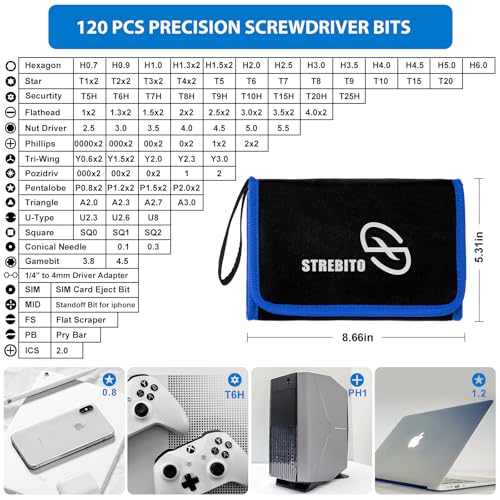 142-Piece Precision Screwdriver Set with 120 Bits Magnetic Repair Tool Kit H200664