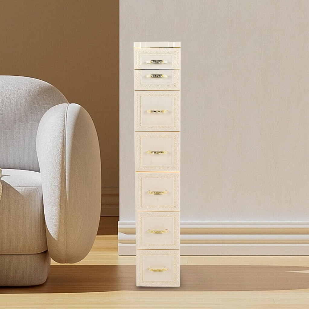 6 Tier Narrow Storage Cabinet with Drawers and Casters S840