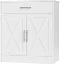 Ivory White Wood Sideboard Buffet Cabinet with 2 Doors J81803
