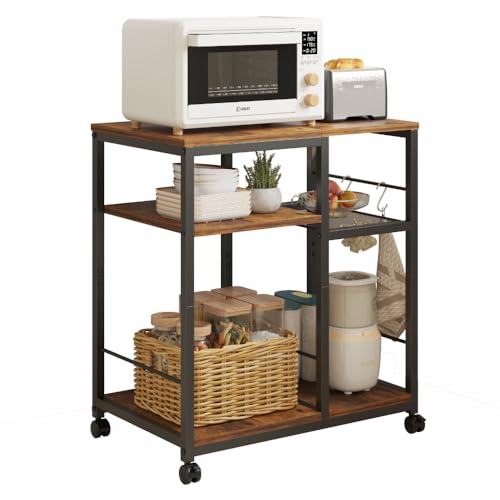 4-Tier Rolling Kitchen Cart with Lockable Wheels H5665