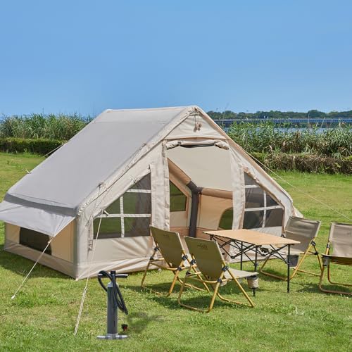 Inflatable Tent with Pump, 4-6 Person Instant Camping Tents, Waterproof with Mesh Windows X1517