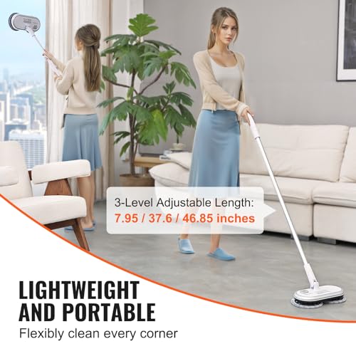 Cordless Electric Spin Mop with Dual Spinning Mop Heads, 4 Microfiber Pads & 2 Floor Scrubber Pads O97540