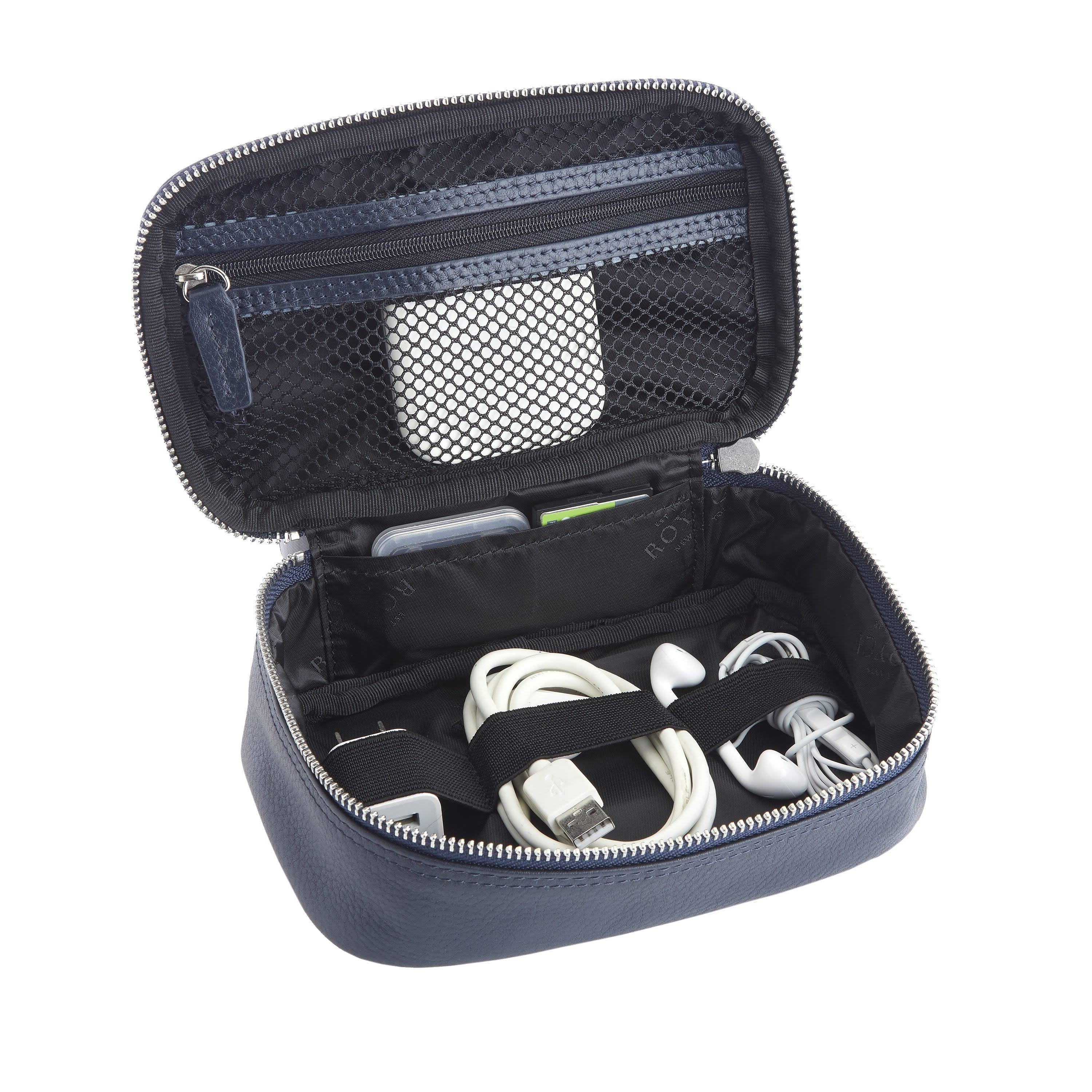Navy Blue Leather Travel Storage Case M767