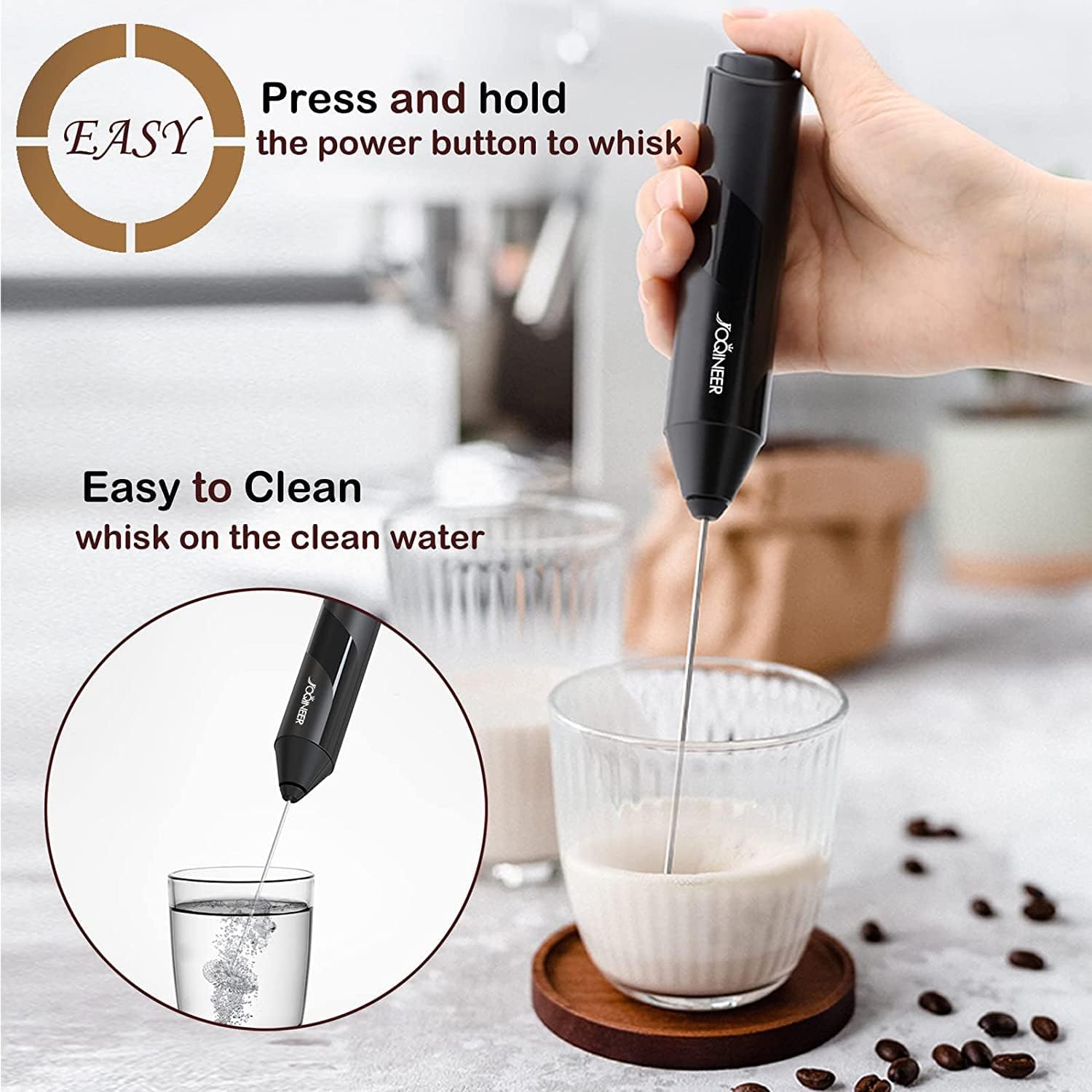 Black Electric Handheld Milk Frother M16158