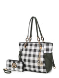 Checkered Tote Handbag with Wallet Z569574